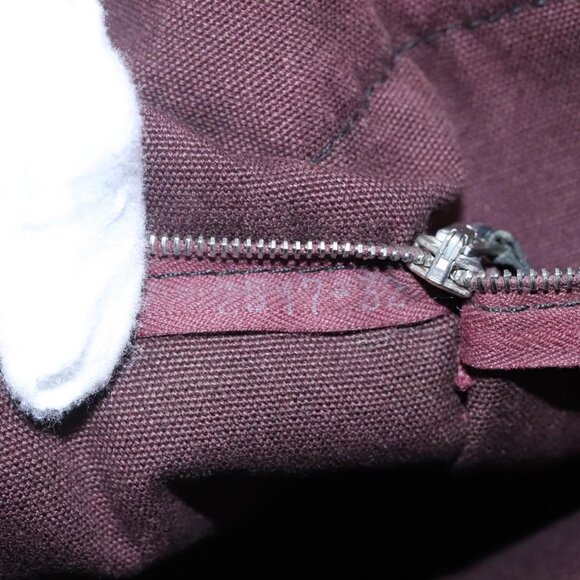 HERMES Fourre Tout MM Hand Bag Canvas Wine Red Auth th5651 - Picture 11 of 14